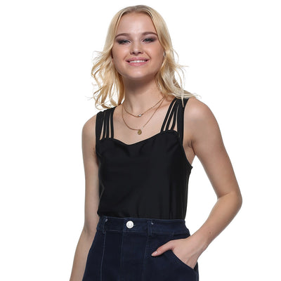 Sexy Square Neck Solid Color Cut Out Tank Top for Women - goldylify.com