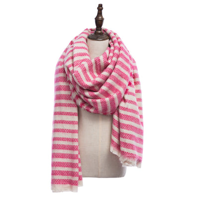 Vintage Oversize Stripe Knitting Ladies Warm Scarf - goldylify.com