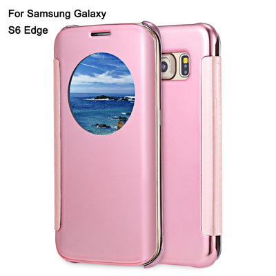 Luxury Mirror Flip Cover Hard PC Case with Auto Sleep Wake Up Function for Samsung Galaxy S6 Edge - goldylify.com