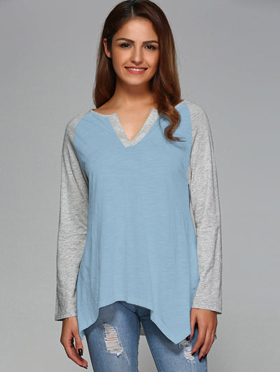 Raglan Sleeve Asymmetrical T-Shirt - goldylify.com