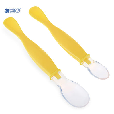 REIZBABY Comfortable 2pcs Infant Baby BPA Free Available Two Ends Soft Head Spoon - goldylify.com