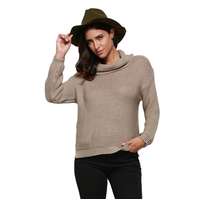 Fashion  Turtleneck Long Sleeve Pure Color Knitted Sweater for Ladies - goldylify.com