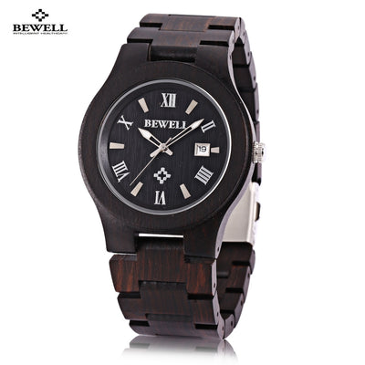 Bewell ZS - W127A Male Wooden Quartz Watch Date Luminous Display Japan Movt Wristwatch - goldylify.com