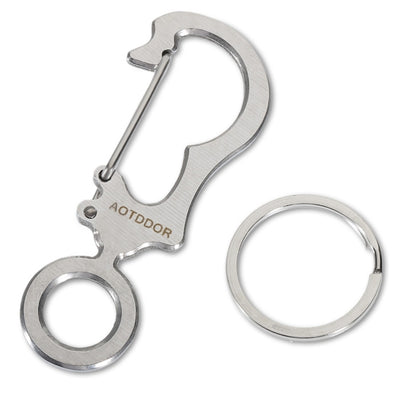 AOTDDOR Portable Stainless Steel Carabiner Keychain with Ring - goldylify.com