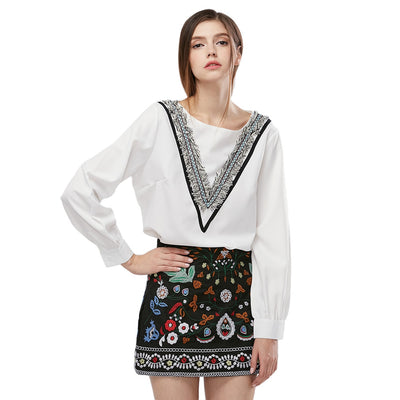 Bohemia Style Floral Embroidery Zipper Type Mini Dress for Ladies - goldylify.com