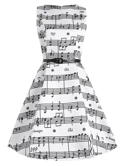 Plus Size Music Pattern 1950s Dress - goldylify.com