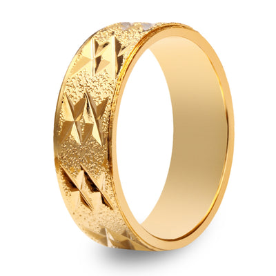 18K Electroplate Gold Color Geometric Pattern Ring for Men - goldylify.com