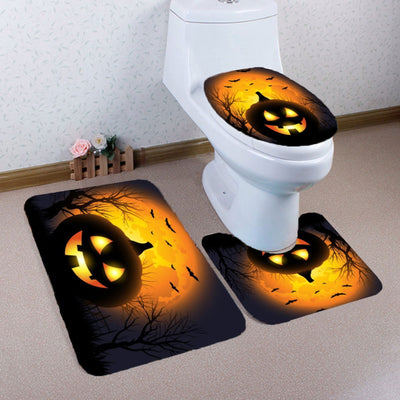 Halloween Pumpkin Withered Tree Printed 3Pcs Bathroom Mats Set - goldylify.com