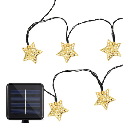 SS - 31 Solar Powered Waterproof 20 LEDs Iron Star String Lamp - goldylify.com