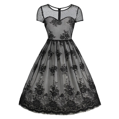 Floral Lace Vintage Overlay Dress - goldylify.com