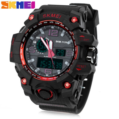 SKMEI 1155 Men LED Digital Quartz Watch Water Resistance Dual Time Day Alarm Light Wristwatch - goldylify.com