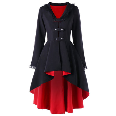 Back Lace Up High Low Gothic Coat - goldylify.com