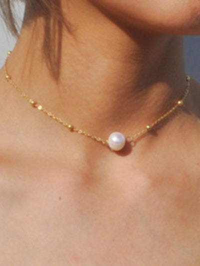 Faux Pearl Collarbone Necklace - goldylify.com