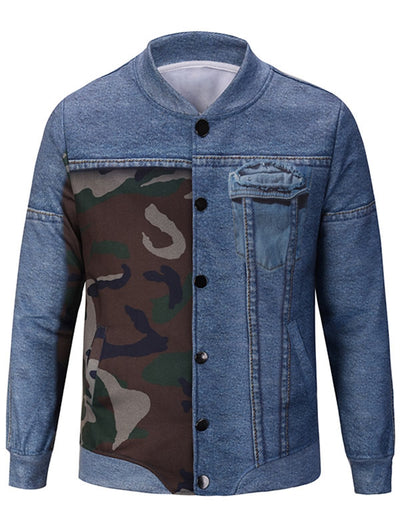 Camouflage and Denim Pattern Jacket - goldylify.com