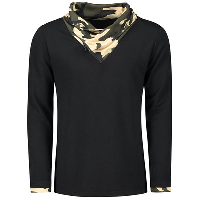 Heaps Collar Camouflage Long Sleeve T-shirt - goldylify.com