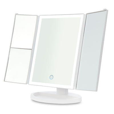 Tri-folded 2X 3X 10X Magnification LED Light Cosmetic Mirror - goldylify.com