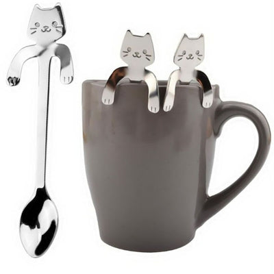 Cute Cat Pattern Flatware Long Handle Spoon - goldylify.com