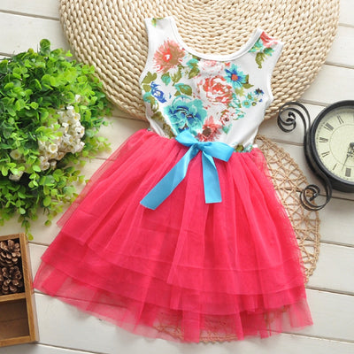 Cute Toddler Baby Girls Princess Floral Tutu Tulle Party Dress - goldylify.com