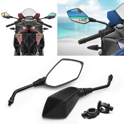 Universal Hawk-eye Motorcycle Convex Rear View Mirror - with 10mm Bolt, 7/8" Handle Bar Mount Clamp for Cruiser, Suzuki, Honda, Victory and More - goldylify.com
