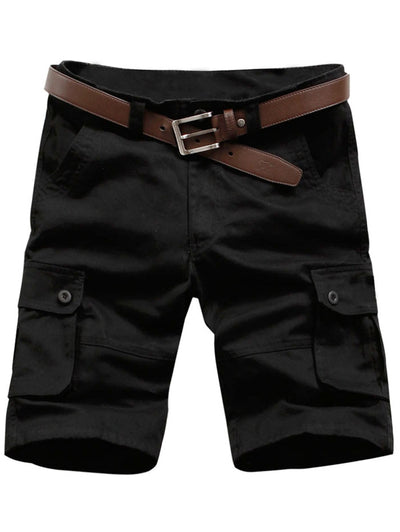 Casual Solid Color Zipper Fly Cargo Shorts - goldylify.com