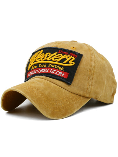 ADVENTURES BEGIN Embroidery Washed Dyed Baseball Cap - goldylify.com