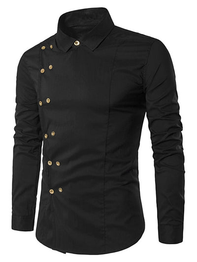 Double-breasted Turn Down Collar Shirt - goldylify.com