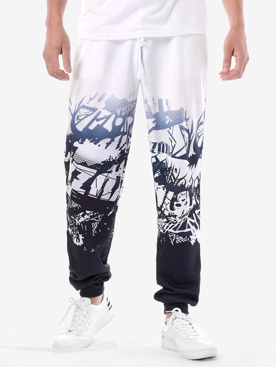 High Waisted Drawstring 3D Print Jogger Pants - goldylify.com