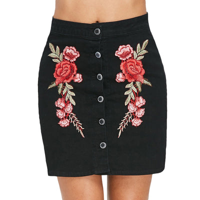 High Waist Embroidered Women Mini Skirt - goldylify.com