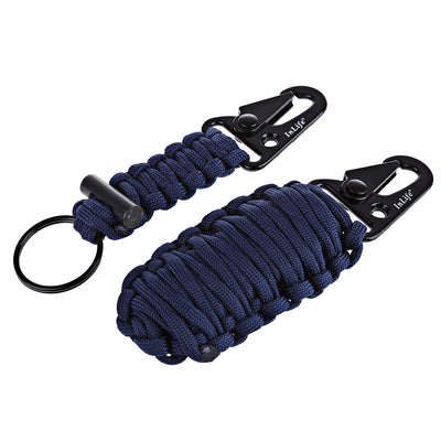 Outdoor Practical Paracord Survival Flint Fire Starter Fishing Tools with Snap Hook Key Chain - goldylify.com
