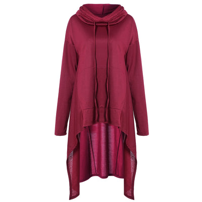 Women Long Sleeve Pile Collar Casual Top Blouse with Hoodie - goldylify.com