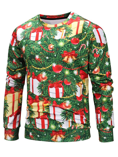 Decorative Christmas Tree Print Sweatshirt - goldylify.com