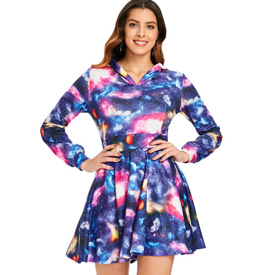 Outer Space Fit and Flared Mini Dress - goldylify.com
