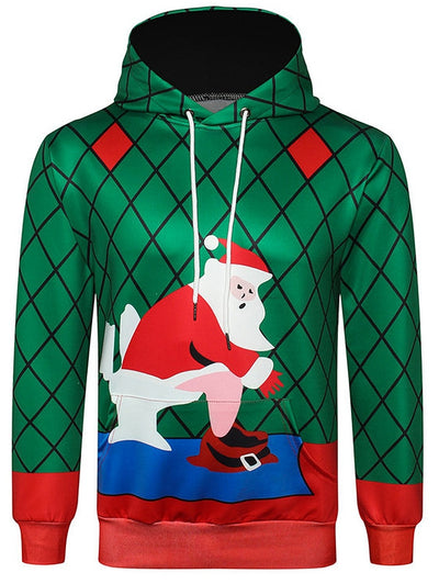 Santa Claus Printed Kanga Pocket Hoodie - goldylify.com