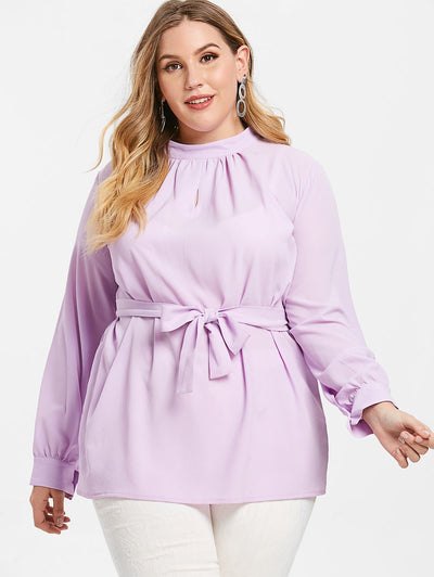 Plus Size Belted Tunic Blouse