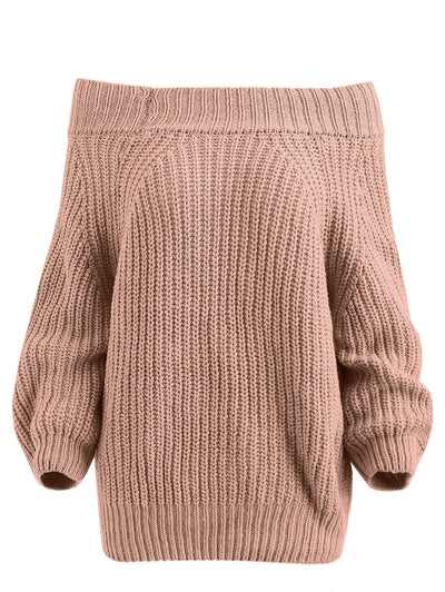 Off The Shoulder Plain Sweater - goldylify.com