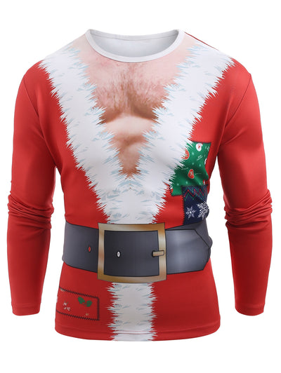 Funny Santa Muscle Clothes Print Christmas T-shirt