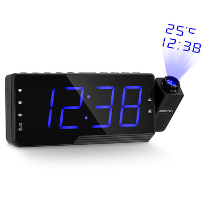 ZEEPIN PRA - 001 Digital Projector Clock Plug-in Radio Alarm Snooze Temperature - goldylify.com