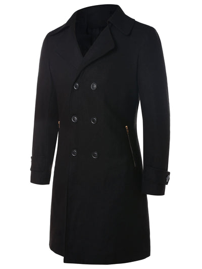 Lapel Collar Double Breasted Longline Coat - goldylify.com