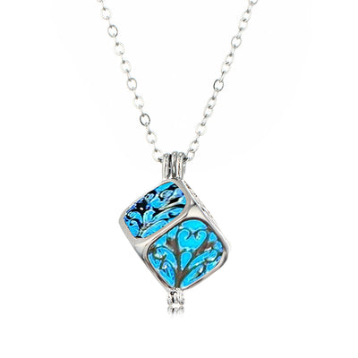 Charm Silver Cube Light Necklace Women Glowing Pendant Jewelry - goldylify.com