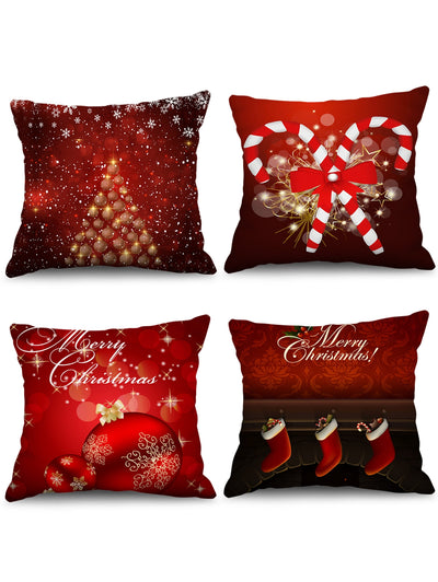 4PCS Christmas Ball Candy Cane Stocking Printed Pillow Cover - goldylify.com