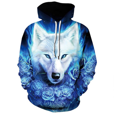 3D Wolf Print Long Sleeve Loose Hoodie Hip Hop Clothes - goldylify.com