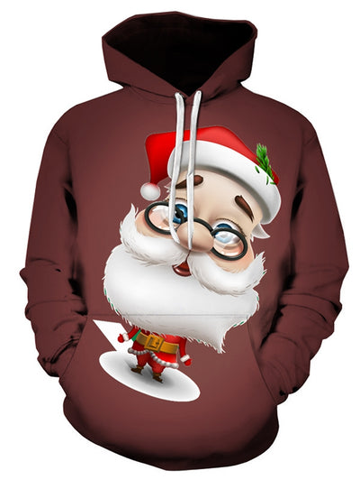 3D Cartoon Santa Claus Printed Pullover Hoodie - goldylify.com