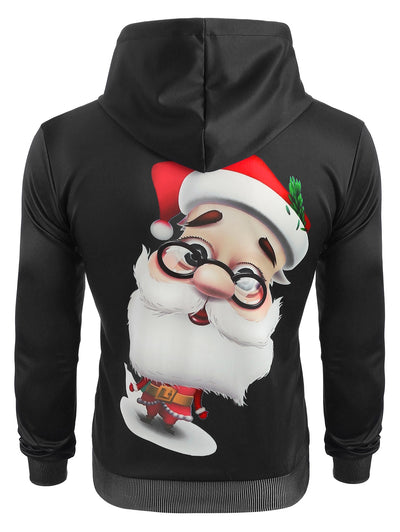 3D Cartoon Santa Claus Printed Pullover Hoodie