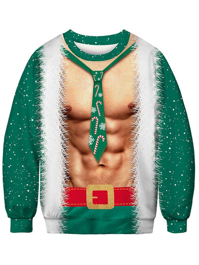 Crew Neck 3D Christmas Body Printed Sweatshirt - goldylify.com