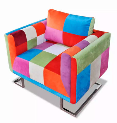 vidaXL Cube Armchair with Chromed Feet Patchwork  240895 - goldylify.com