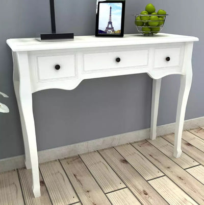 vidaXL Dressing Table Console Table with Three Drawers White 241143 - goldylify.com