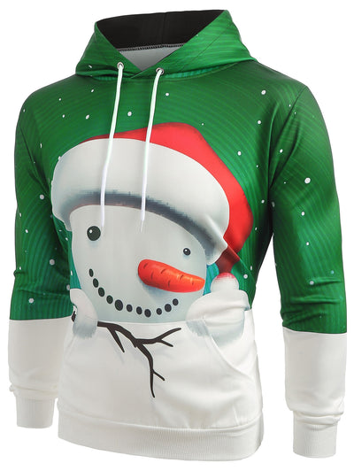 Cute 3D Snowman Print Pullover Hoodie - goldylify.com