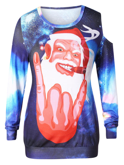 Plus Size Cut Out Galaxy Sweatshirt