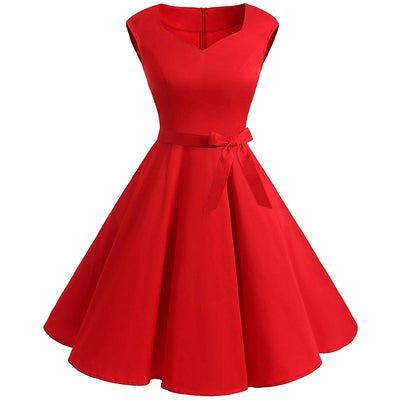Vintage Sweetheart Neck Fit and Flare Dress - goldylify.com