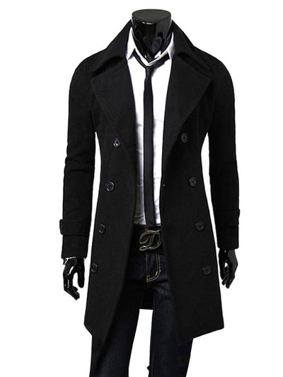 Men Fashionable Turn-down Collar Long Wind Coat - goldylify.com